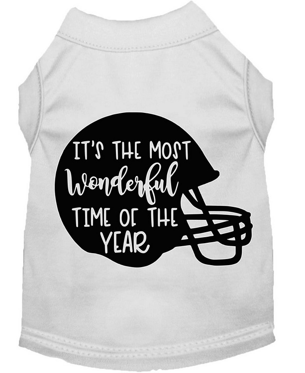 Most Wonderful Time of the Year (Football) Screen Print Dog Shirt White XXXL